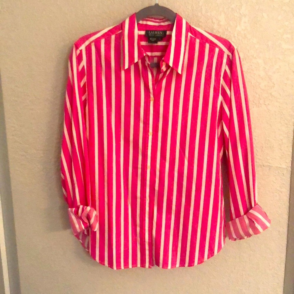 Lauren pink striped Button down shirt